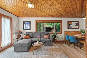 Smart TV, fireplace - Creekside Cabin @ Mt. Rainier with Hot Tub and Game Room (Ashford)