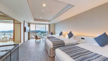 Ocean View Japanese-Western-Style Room Non Smoking | In-room safe, bed sheets