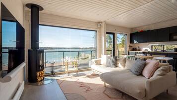 Televisión, chimenea, tenis de mesa y estéreo