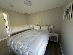 1 bedroom, desk, iron/ironing board, travel cot