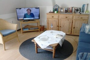 Smart TV, DVD player, books