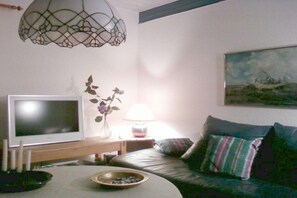 Smart-TV, peis og bøker