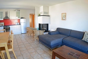 Smart TV, chimenea y reproductor de DVD 