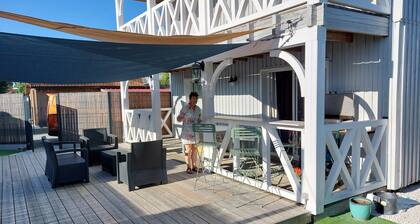 Belle Villa Bois Gujan Mestras Avec Terrasse Bois Voilee