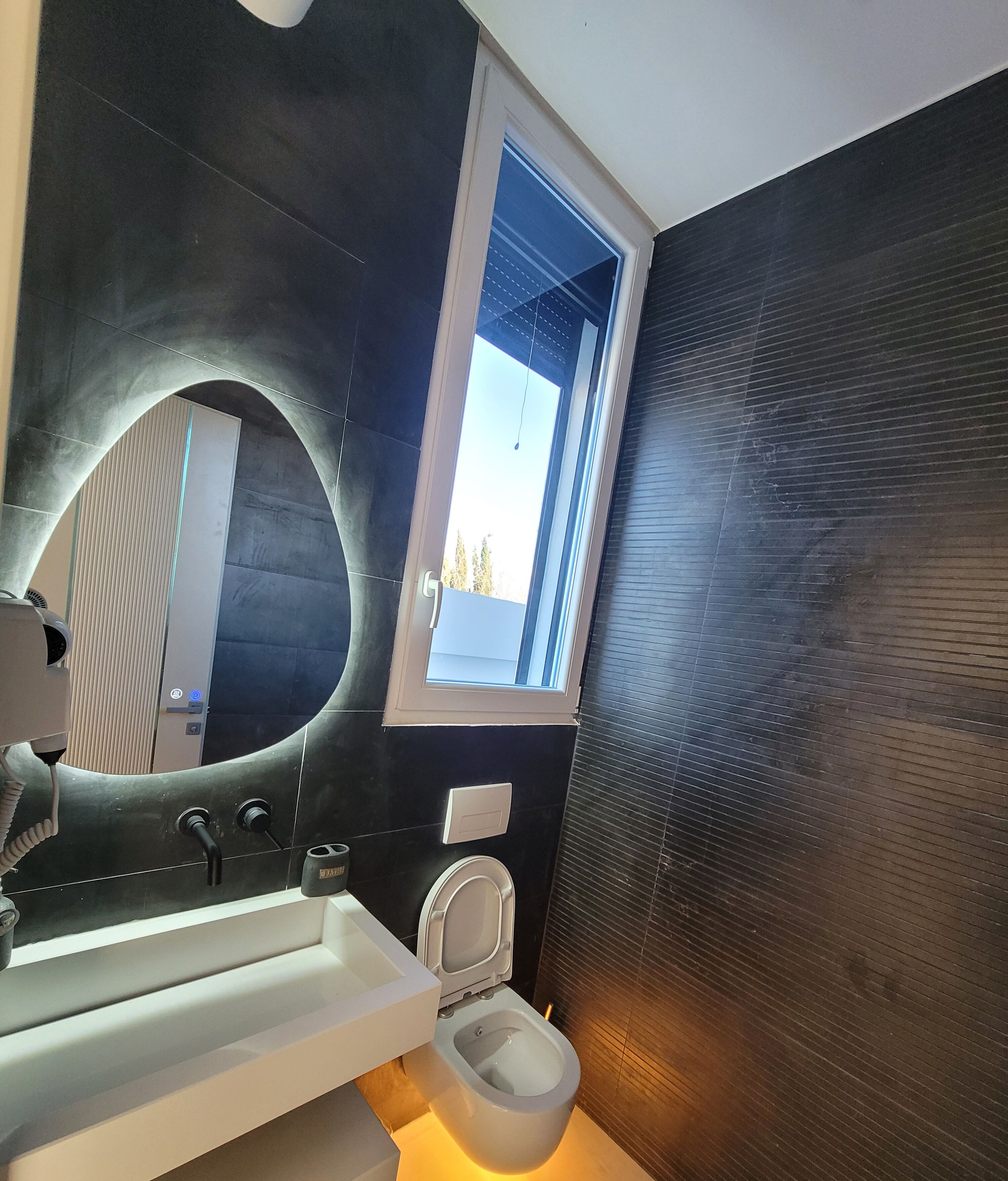 Combined shower/bathtub, hair dryer, towels, shampoo