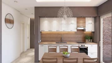 Apartment (Two Bedroom Apartment with Balcony A2) | Private kitchen | Fridge