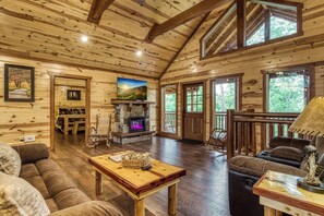 TV, fireplace, video games