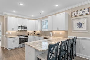Fridge, microwave, oven, stovetop - Beachfront 5BR Home w/ Pool & Walk to Beach (Surfside Beach)