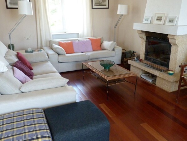 Televisión y chimenea 