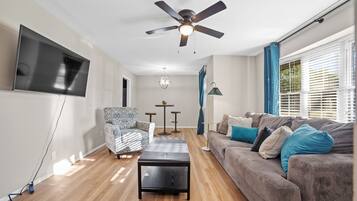 Smart TV, DVD player, books