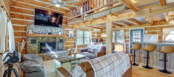 Ashe County Log Cabin: Mountain-view Deck, Sauna