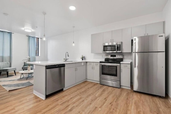 Premium Apartment, 1 Bedroom | Private kitchen | Full-size fridge, microwave, oven, stovetop
