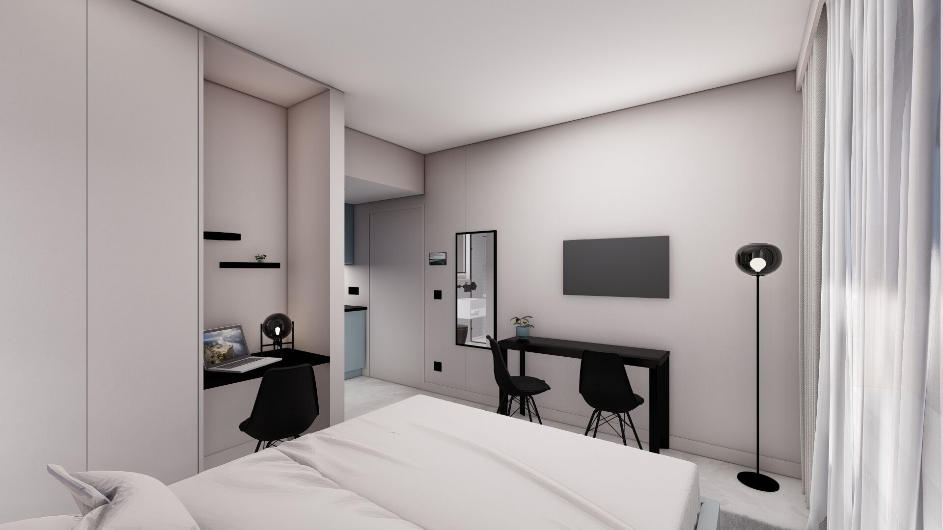 デスク、アイロン / アイロン台、WiFi (無料)、ベッドシーツ