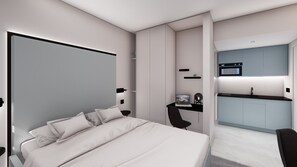 Mini réfrigérateur, micro-ondes, plaque de cuisson, lave-vaisselle