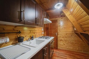 Fridge, oven, stovetop, coffee/tea maker