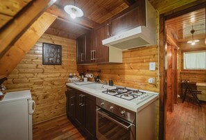 Fridge, oven, stovetop, coffee/tea maker