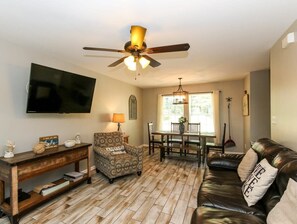 TV, DVD player, books, offices