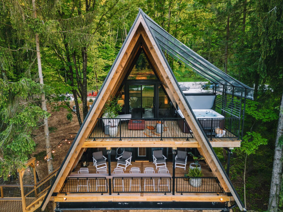 A-Frame Cabin on 95-acres with 2 private lakes