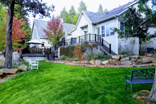 Large deck for viewing wildlife in backyard