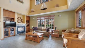 Smart TV, chimenea, reproductor de DVD