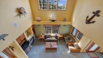 TV connectée, cheminée, lecteur de DVD