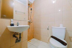 Ducha, toallas, papel higiénico