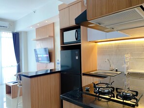 Leilighet | Eget kjøkken | Kjøleskap, mikrobølgeovn og kokeplater