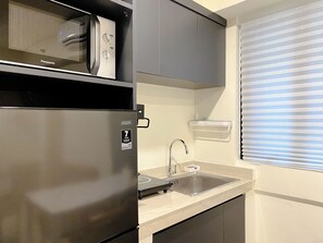 Lägenhet | Eget kök | Kylskåp, spishäll och vattenkokare