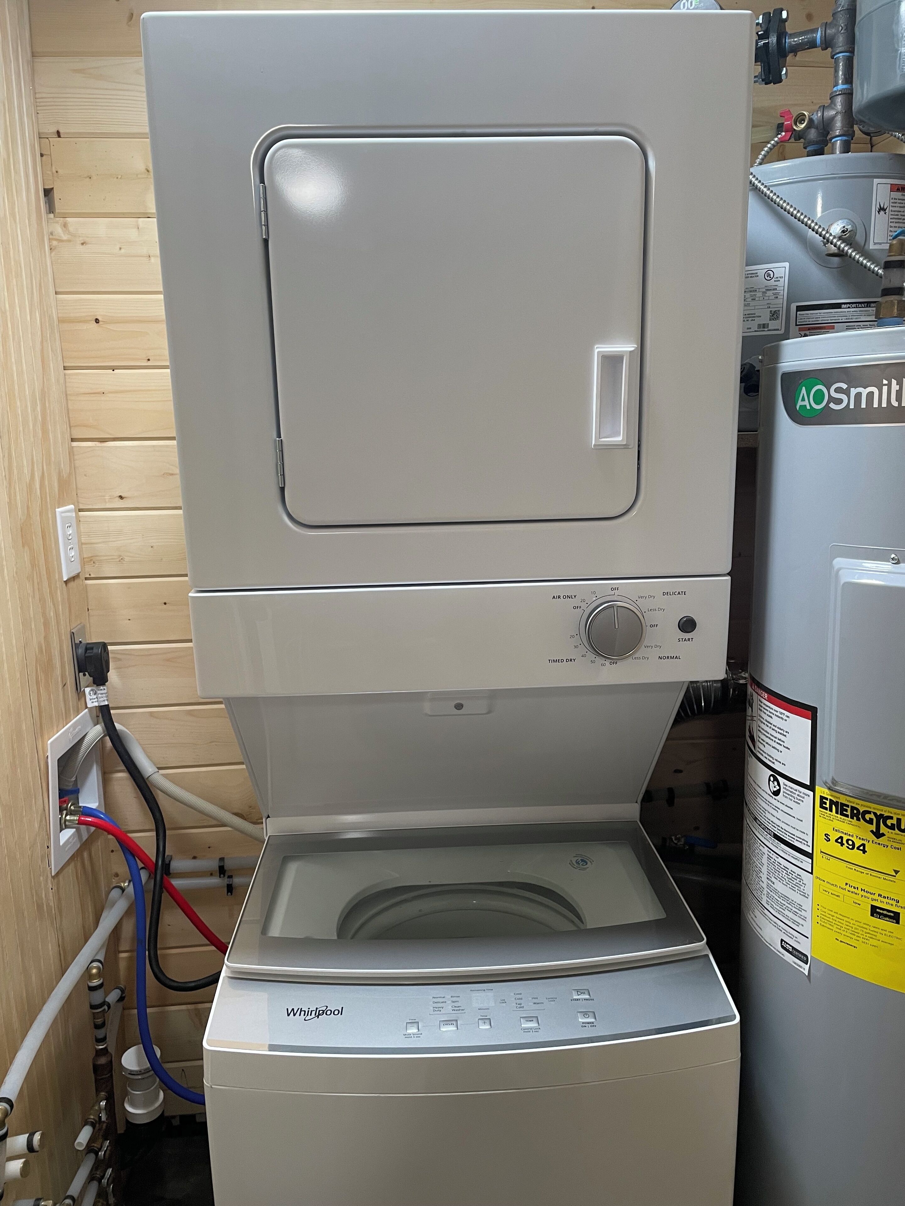 Washer and dryer in cabin