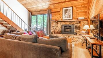 TV connectée, cheminée, lecteur de DVD