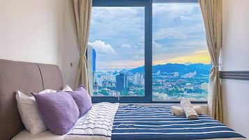 Deluxe Condo, 2 Bedrooms, City View | 1 bedroom, blackout drapes, iron/ironing board, free WiFi