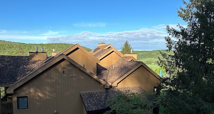 Luxurious ski in-ski out slopeside condo.