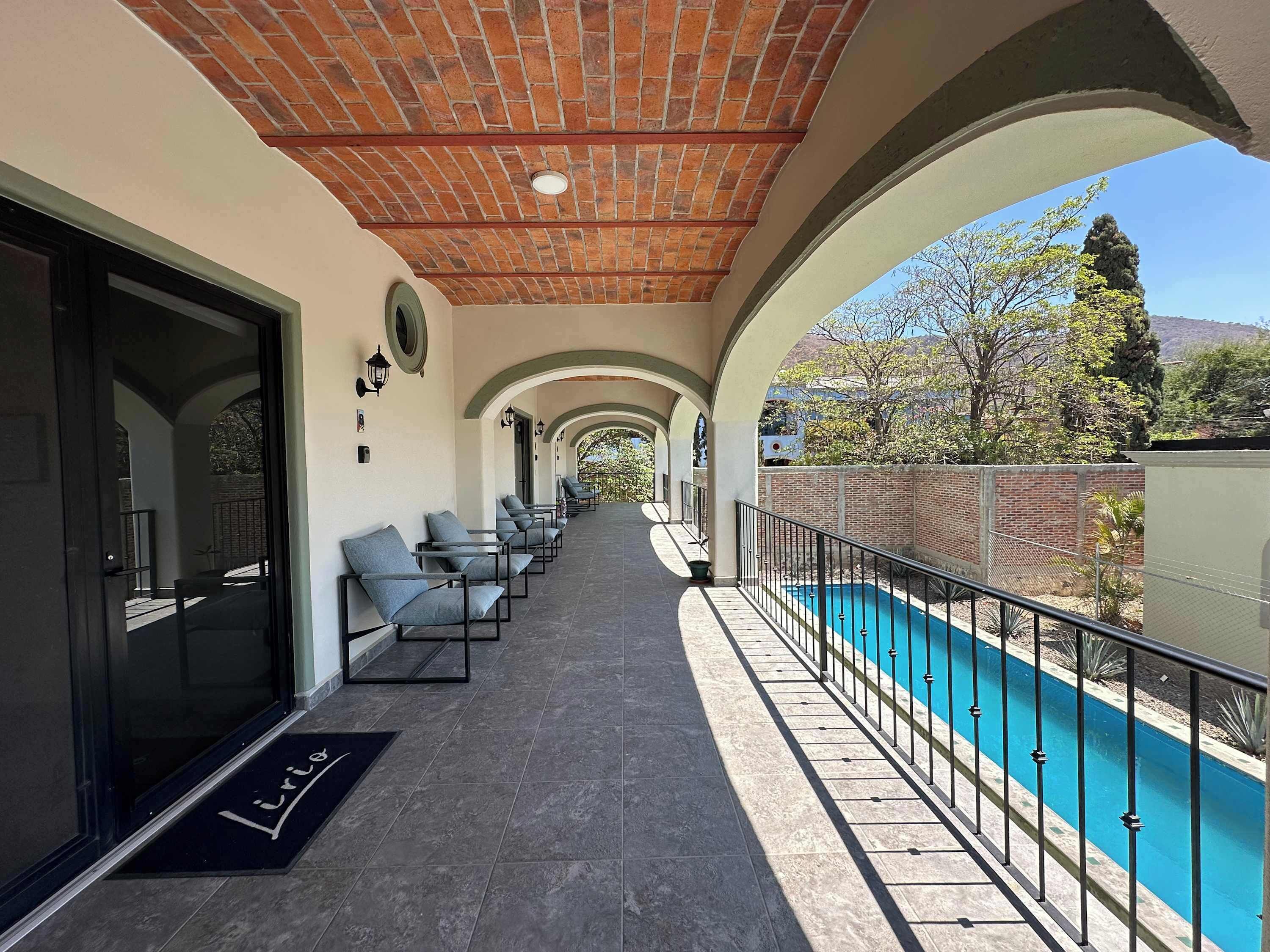 View of second floor and our pool