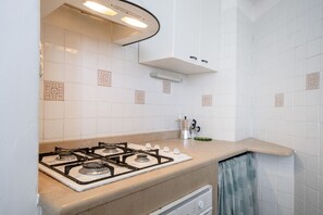 Fridge, oven, stovetop, cookware/dishes/utensils