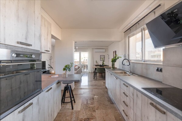 Fridge, oven, stovetop, dishwasher