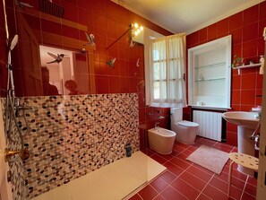 Dusche, Haartrockner, Bidet, Handtücher
