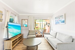Smart TV, books, video library, stereo