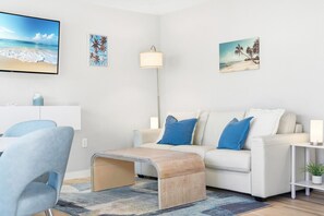 Smart TV, books, video library, stereo