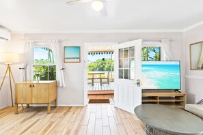 Smart TV, books, video library, stereo