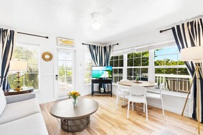 Smart TV, books, video library, stereo