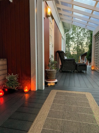 Terrace/patio. Cozy and quiet studio 10 minutes from the center of Kokkola.