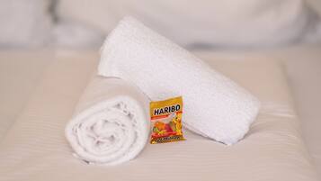 Haartrockner, Handtücher, Seife, Shampoo