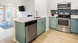 Fridge, dining tables - Landing | Incredible 1BD, Yoga Studio, Gym (Savannah)