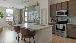 Fridge, dining tables