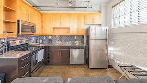Fridge, dining tables
