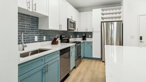 Fridge, dining tables