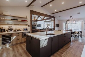 Fridge, microwave, oven, stovetop - Back Forty Lodge w/ Spa, Fire Pit & BBQ (Whitefish)