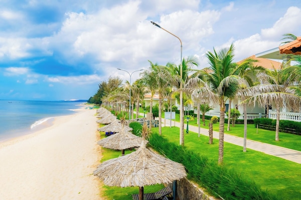On the beach, white sand