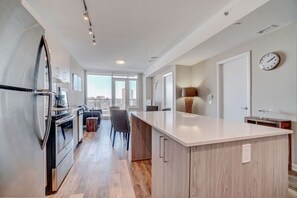 Fridge, microwave, oven, dishwasher