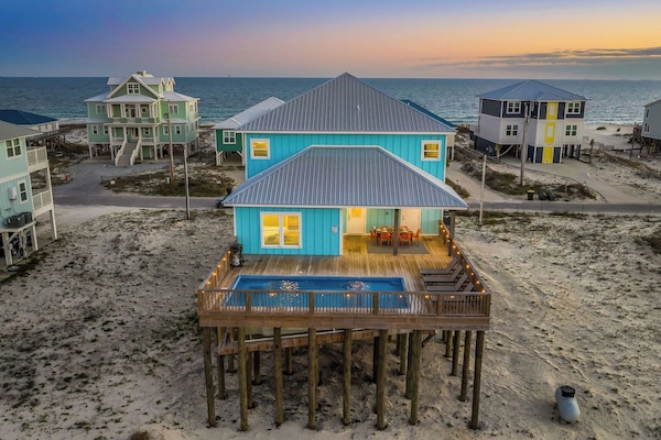 Private pool and views of the beach from the decks, & a short walk to get there